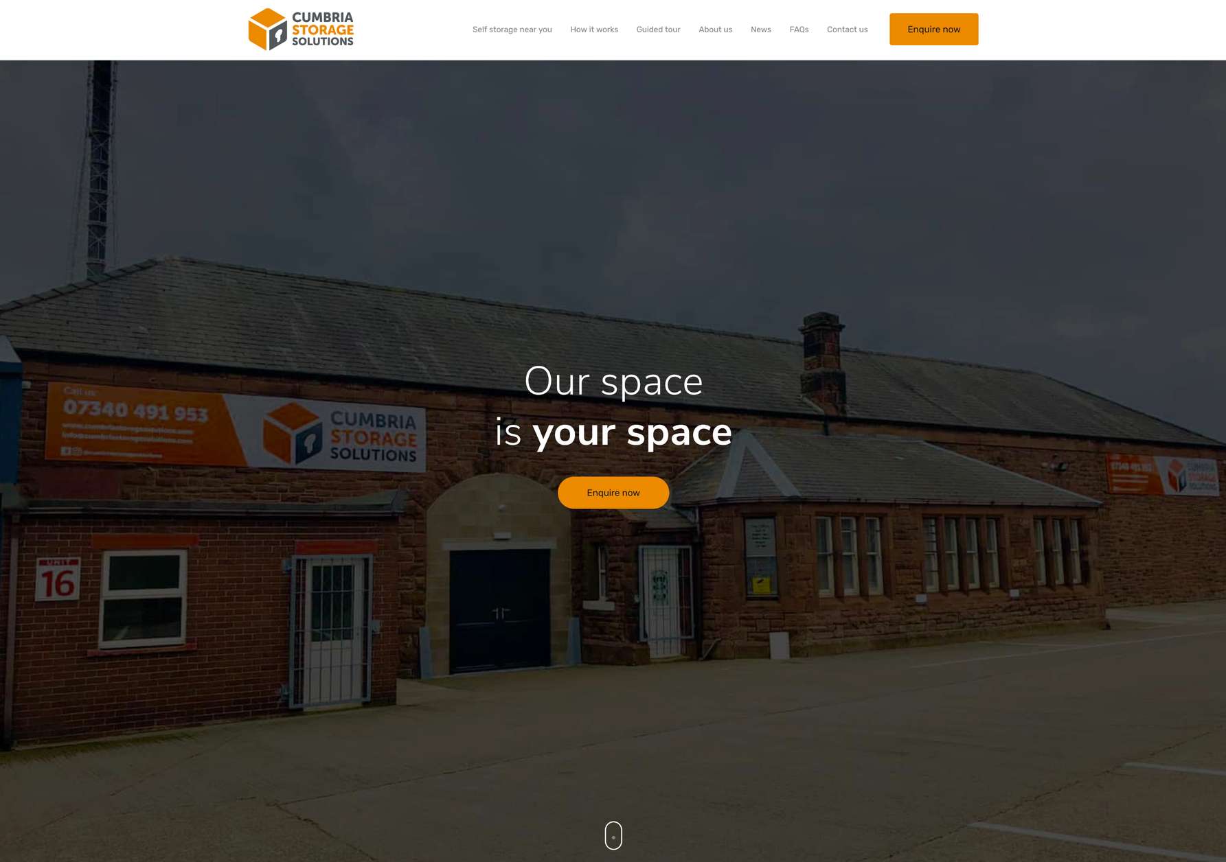 Screenshot taken from the Jamstack website for Cumbria Storage Solutions. Jamstack development by Arrow.
